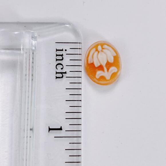VTG Mid Century Shell Cameo Cabochon Hand Carved Floral Jewelry Making Component - Picture 8 of 9